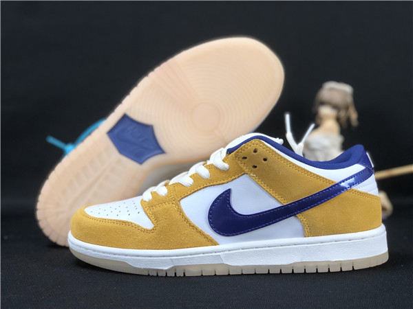 Men's Dunk Low SB White/Yellow Shoes 039